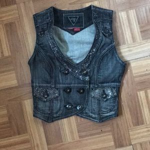 Dark denim corset vest